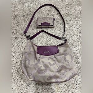Coach Plum and Taupe Shoulder Bag